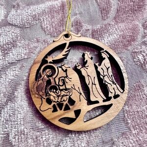 Carved Wooden Christmas Ornament Baby Jesus Jerusalem Three Wise Men